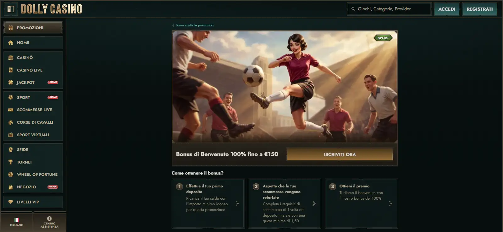 Sportsbook Dolly Casino e promozione sport per l'Italia