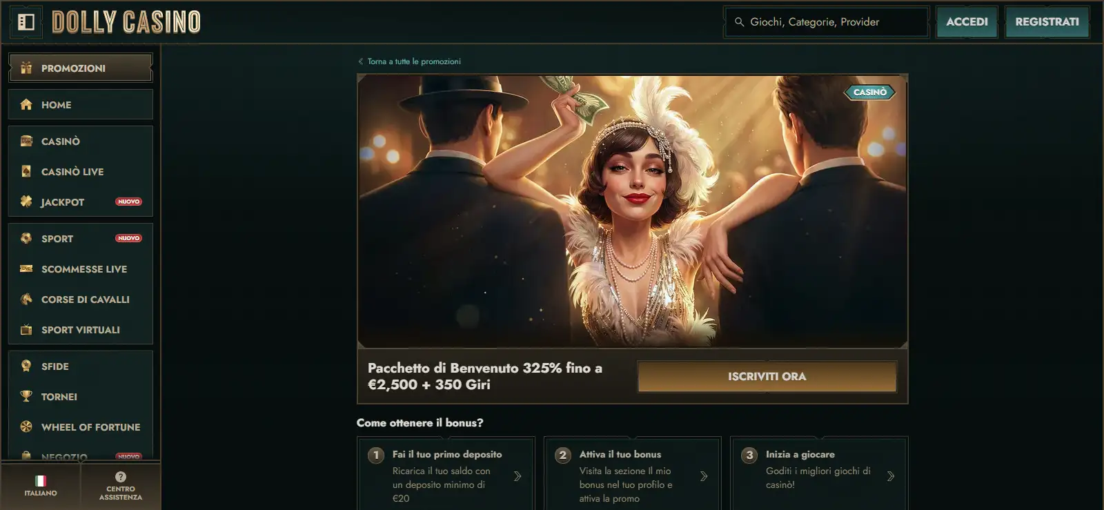Condizioni del bonus di benvenuto Dolly Casino