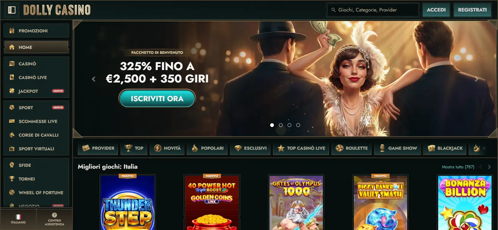 Condizioni del pacchetto di benvenuto Dolly Casino